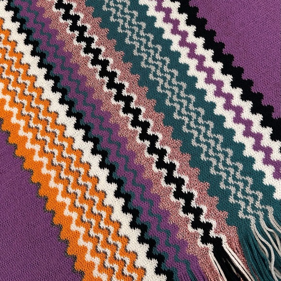 NWOT | Missoni | Purple Zigzag Hat & Scarf Set | One Size - Picture 13 of 16